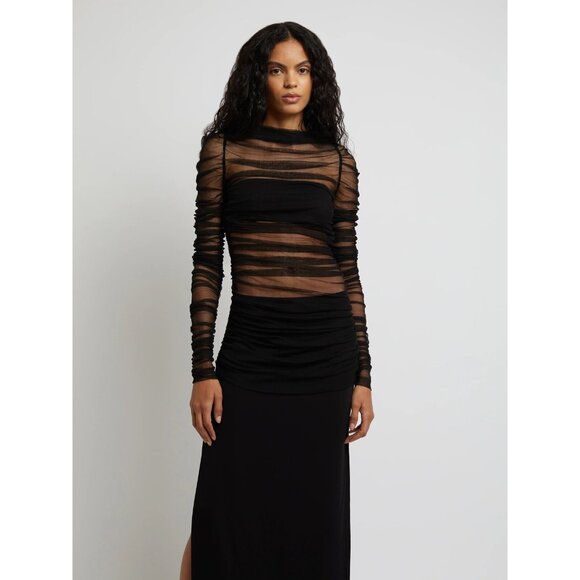 Christopher Esber Tulle Column Dress Black Silk Long Sleeve - Picture 4 of 9